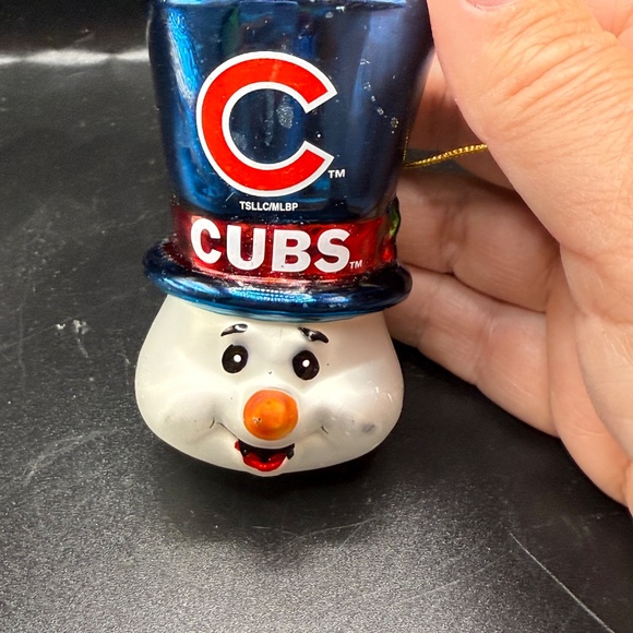CHICAGO CUBS Glass Christmas Ornament MLB Baseball Snowman - Picture 7 of 9